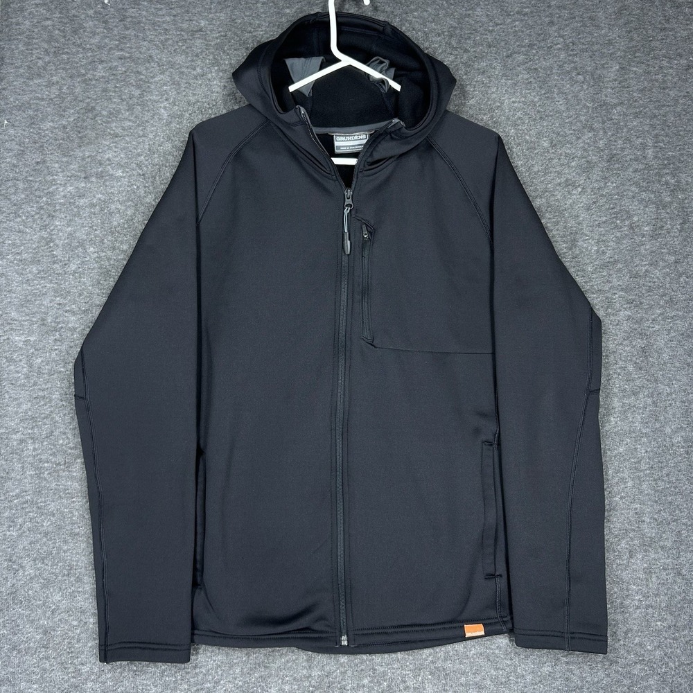 Grundens Hoodie Mens Large Black Full Zip Grundies Outdoor Fishing Protective
